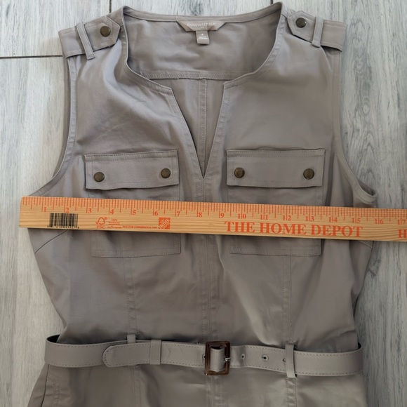 Banana Republic Cargo Shift Dress Women 4 Beige Belted Button Up Utility Safari - Picture 12 of 13